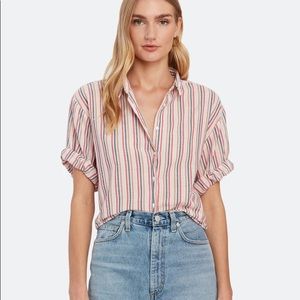 Xirena Channing Striped short sleeve button up top